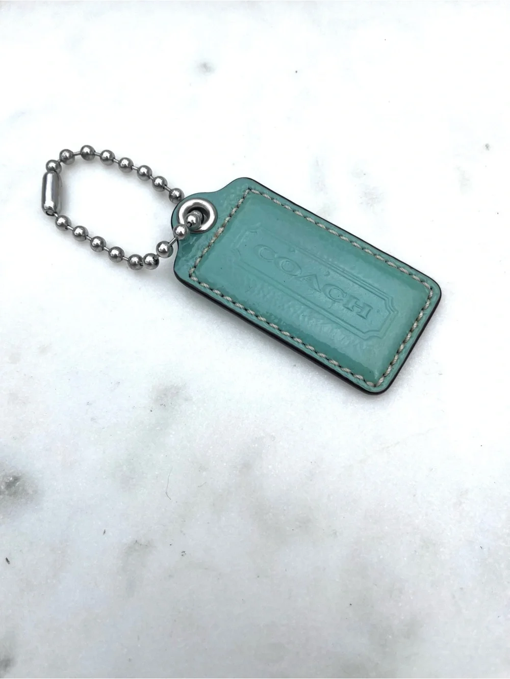 COACH Vintage Patent Leather Hang Tag, Light Blue